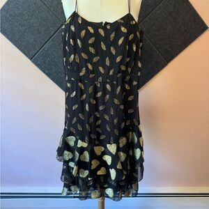 Vintage Diane Von Furstenberg Black and Gold Leaf Dress